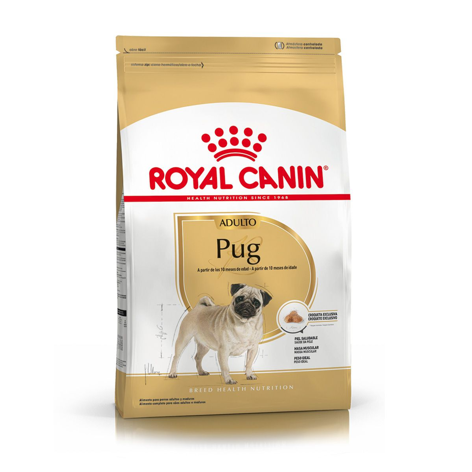 Envase de alimento Royal Canin Pug Adult para perros