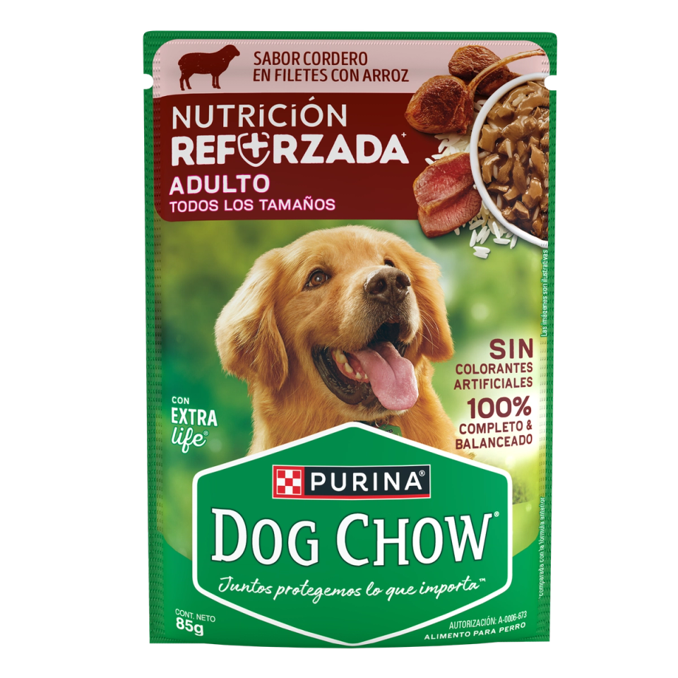 Envase de alimento Dog Chow Nutrición Reforzada Adultos Pollo en Filetes con Arroz para perros