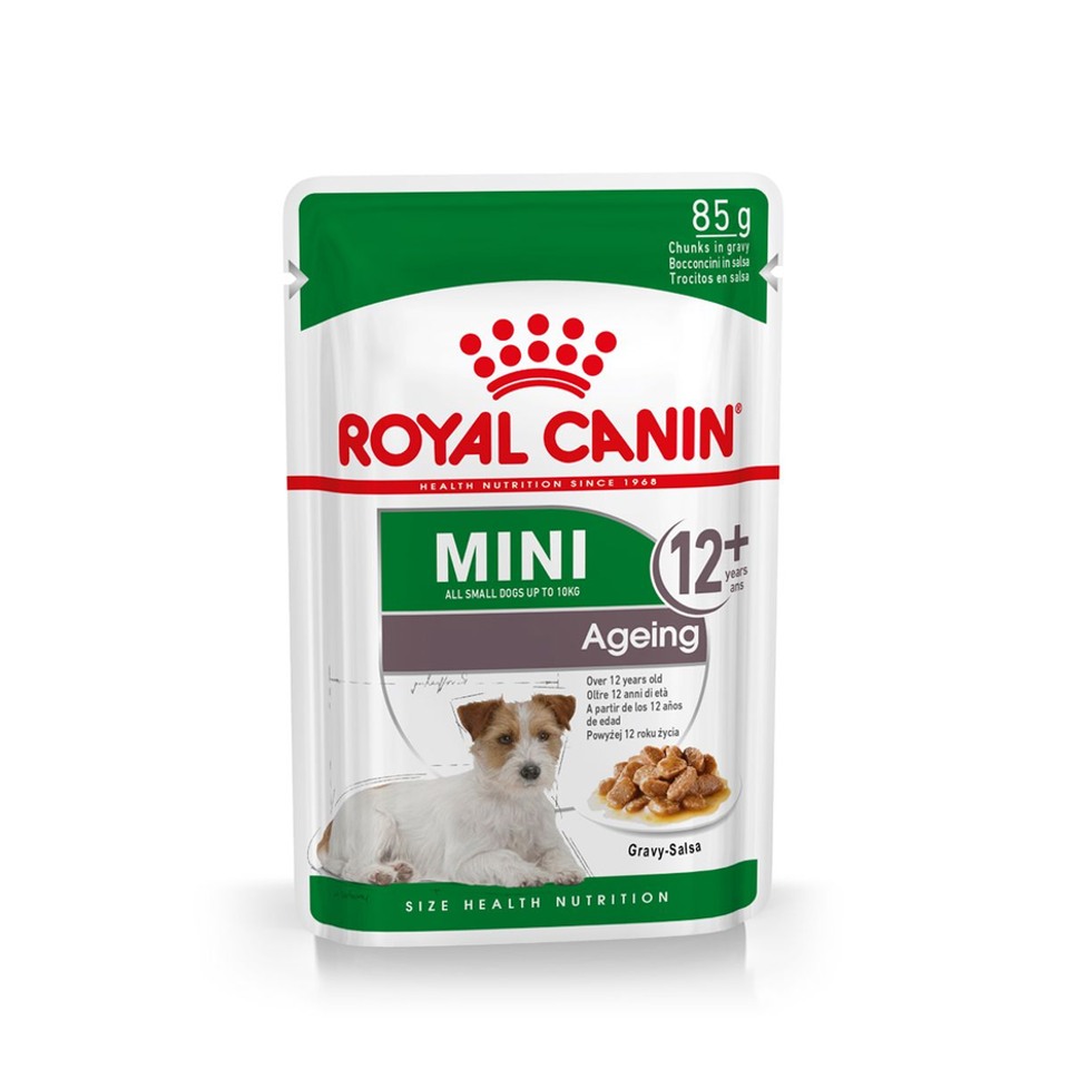 Envase de alimento Royal Canin Mini Ageing 12+ para perros