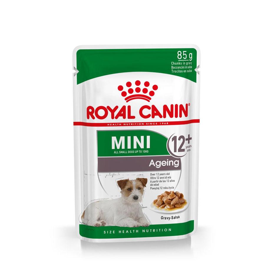 Envase de alimento Royal Canin Mini Ageing 12+ para perros