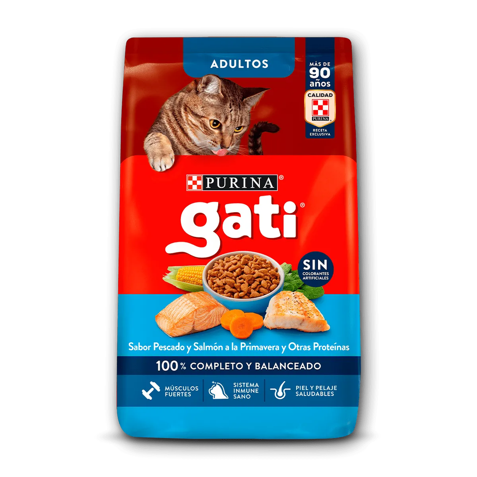Envase de alimento Gati Adultos Pescado y Salmón a la Primavera para gatos