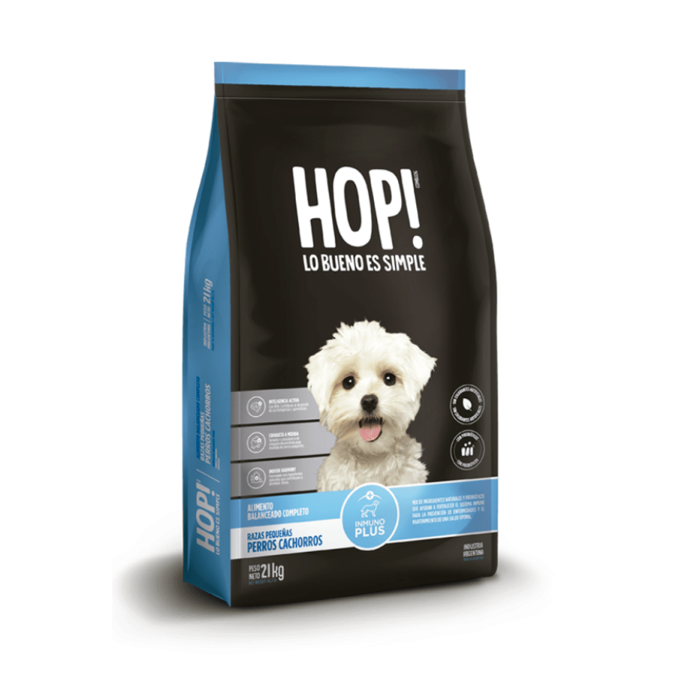Hop! - Perros Cachorros - Seco - Razas Pequeñas — envase del alimento