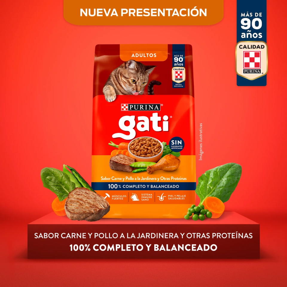 Envase de alimento Gati Adultos Carne y Pollo a la Jardinera para gatos