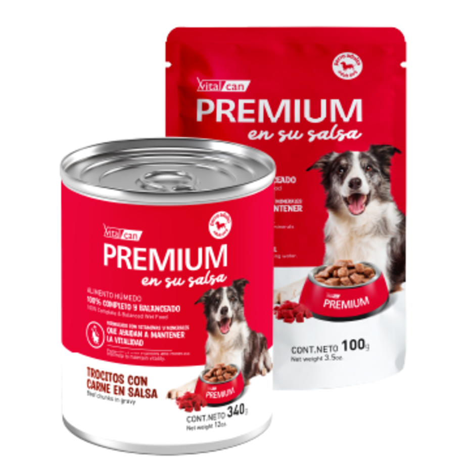 Vital Can Premium - Perros Adultos - Húmedo - Trocitos en Salsa - Carne