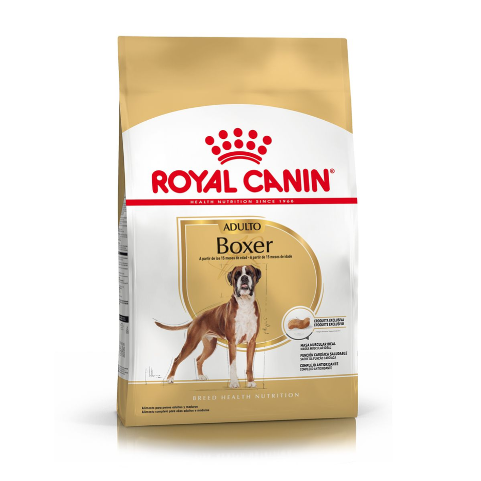 Envase de alimento Royal Canin Boxer Adult para perros