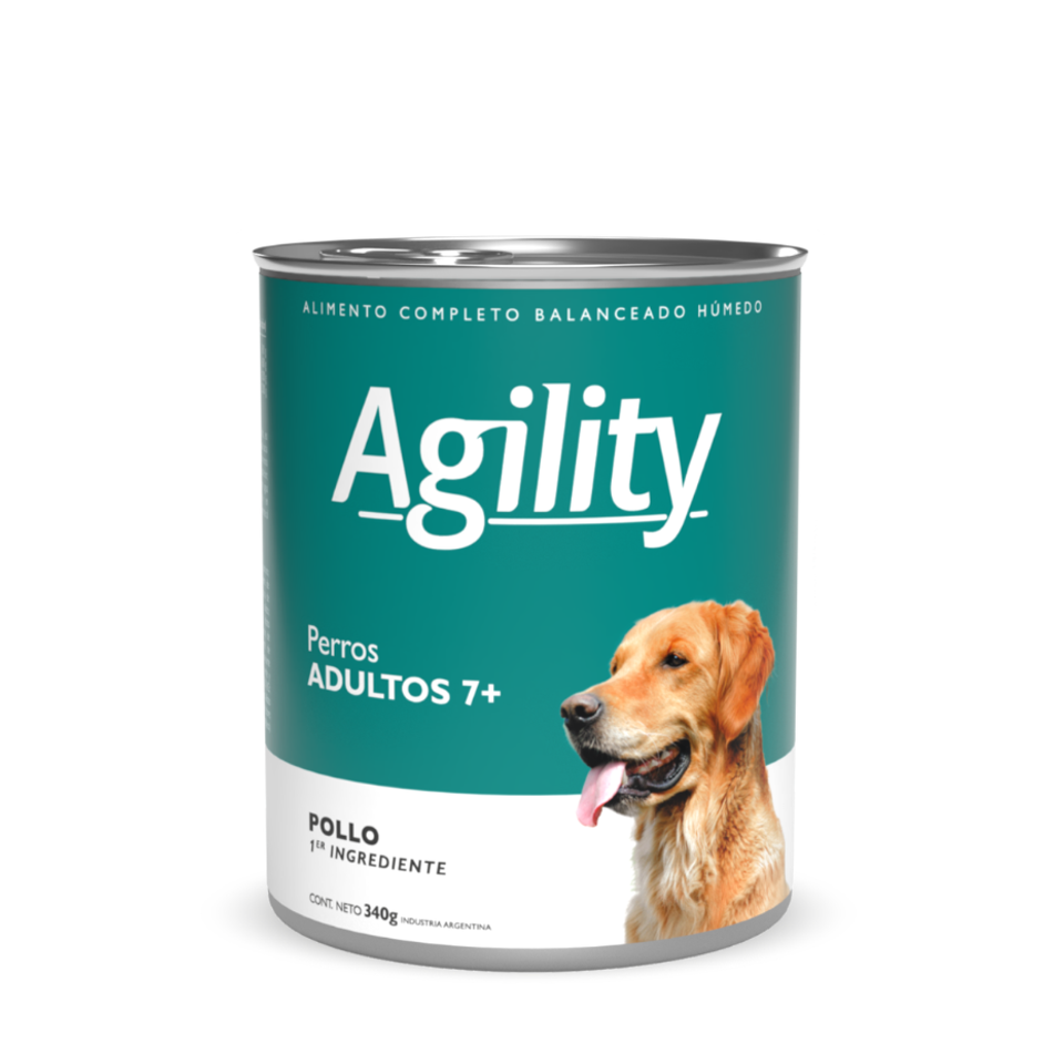 Lata Agility para perros adultos de 7 años o más, con pollo, de 340 g