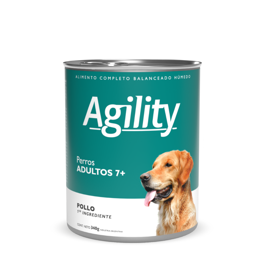 Lata Agility para perros adultos de 7 años o más, con pollo, de 340 g