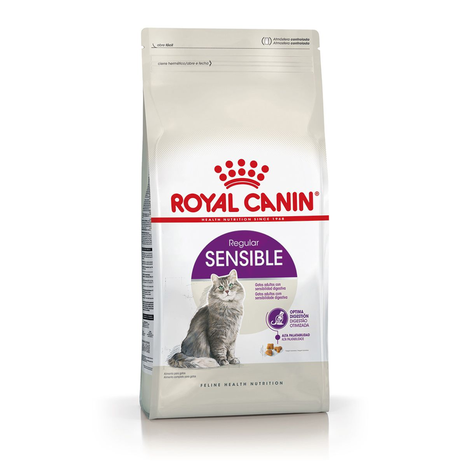 Envase de alimento Royal Canin Sensible para gatos
