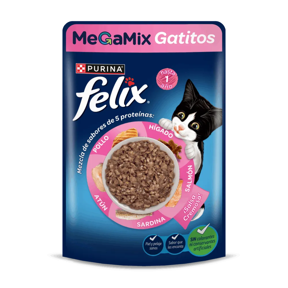 Envase de alimento Felix Megamix Gatitos húmedo para gatos