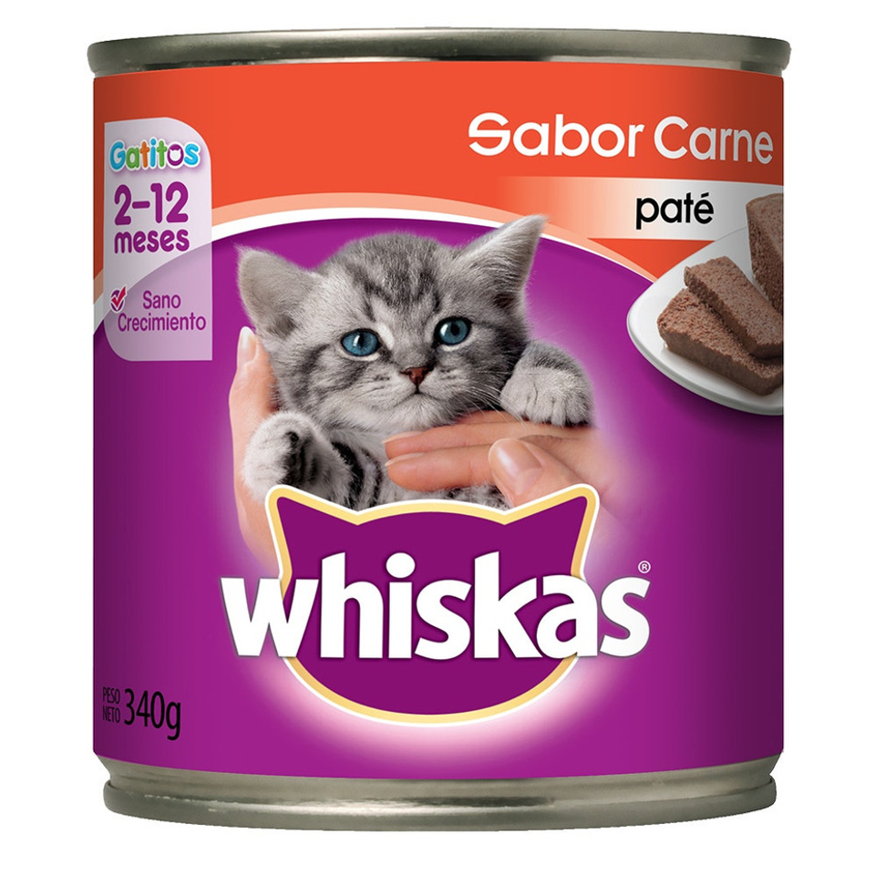 Envase de alimento Whiskas Lata Gatitos Carne en Paté para gatos