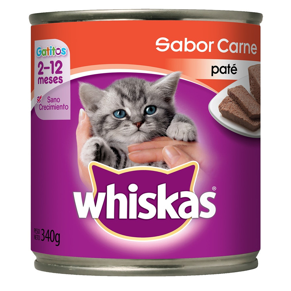 Envase de alimento Whiskas Lata Gatitos Carne en Paté para gatos