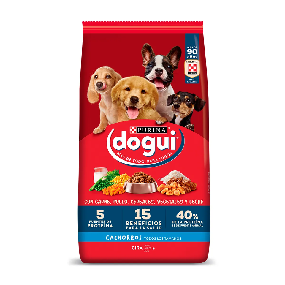 Envase de alimento Dogui Cachorros Carne, Pollo, Cereales, Vegetales y Leche para perros
