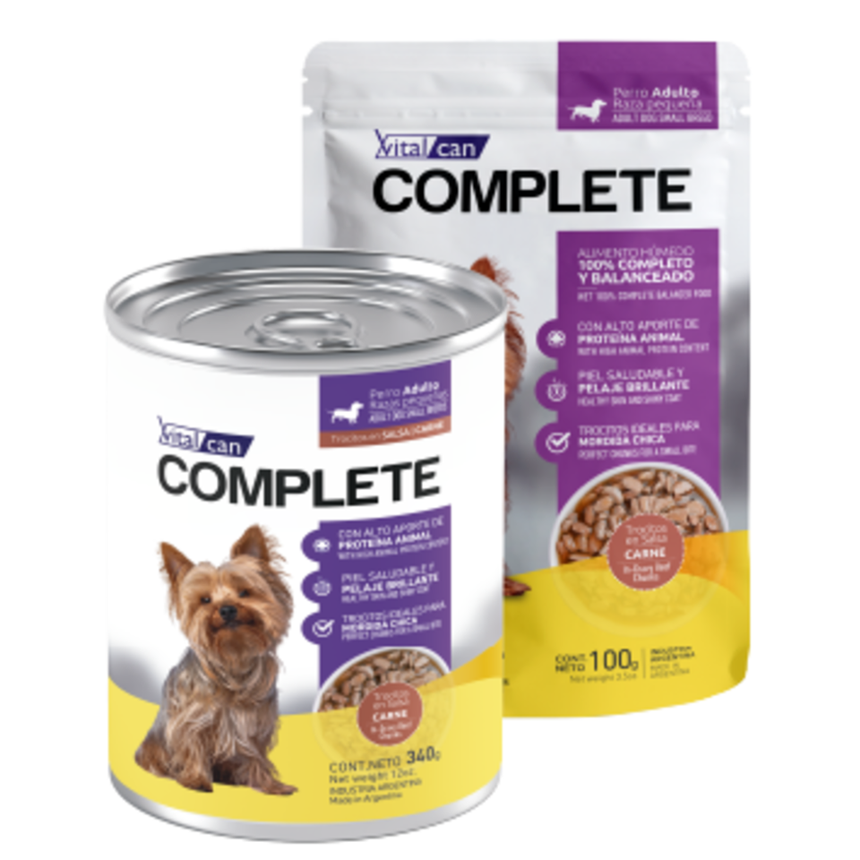 Vital Can Complete - Perros Adultos - Húmedo - Trocitos en Salsa - Carne - Razas Pequeñas
