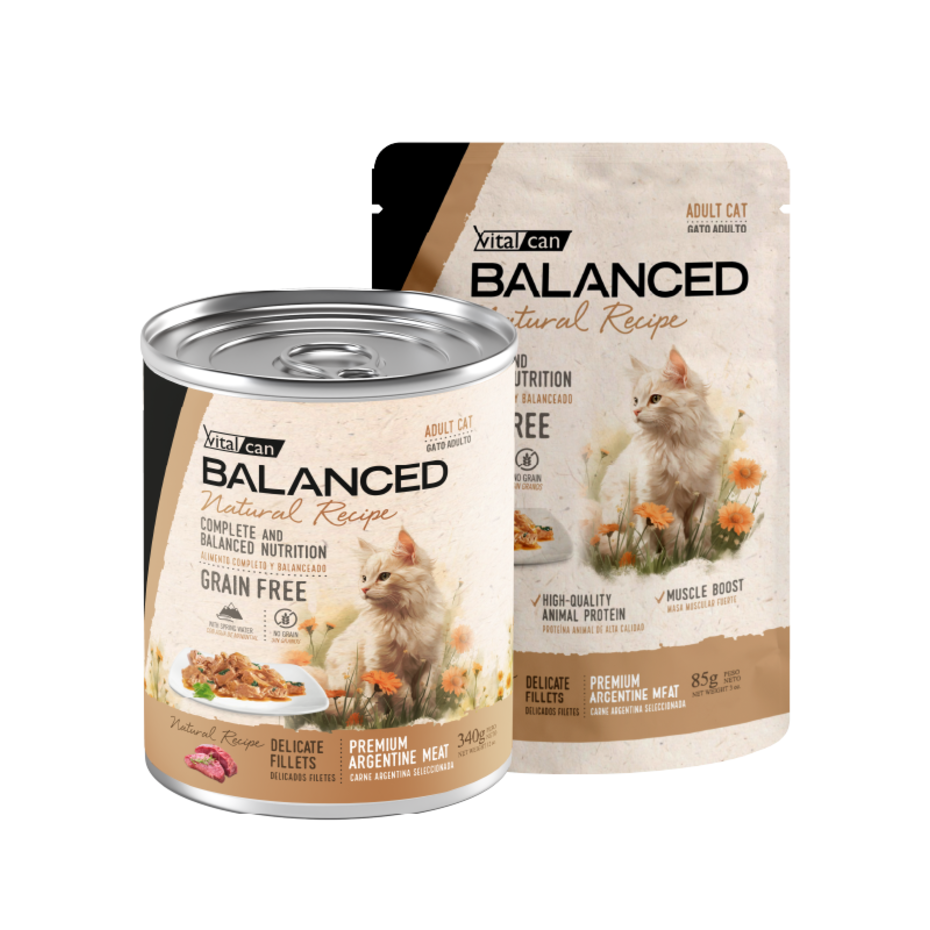Vital Can Balanced Natural Recipe - Gatos Adultos - Húmedo - Delicados Filetes - Carne