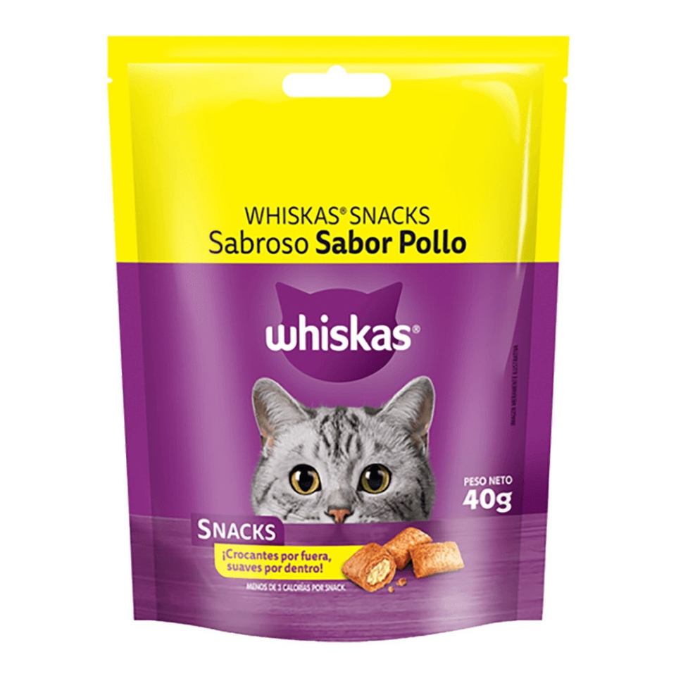Envase de alimento Whiskas Snacks Sabroso Pollo para gatos