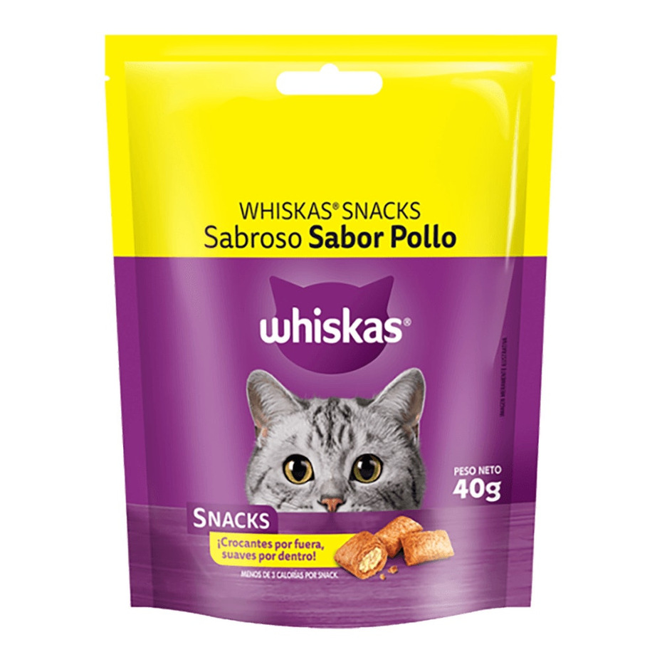 Envase de alimento Whiskas Snacks Sabroso Pollo para gatos