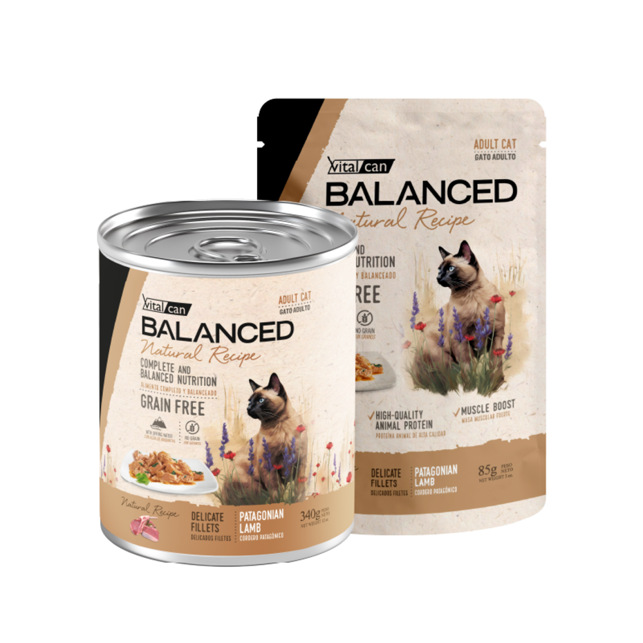 Vital Can Balanced Natural Recipe - Gatos Adultos - Húmedo - Delicados Filetes - Cordero