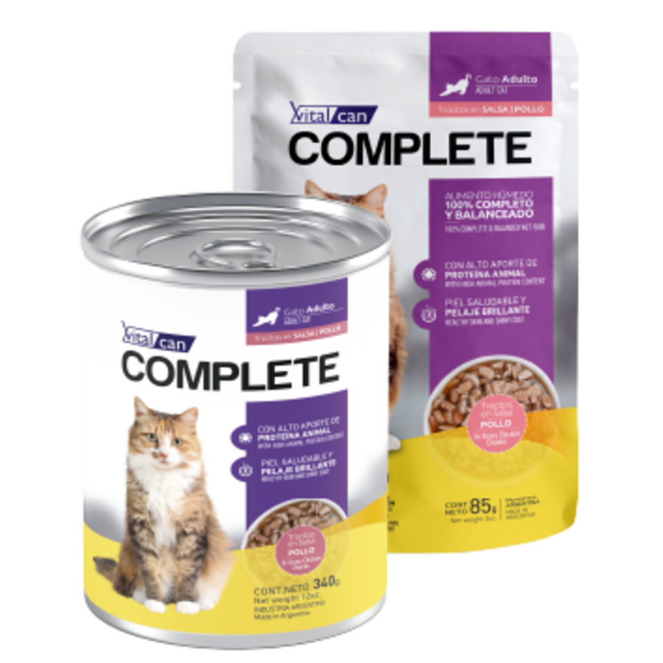 Vital Can Complete - Gatos Adultos - Húmedo - Trocitos en Salsa - Pollo
