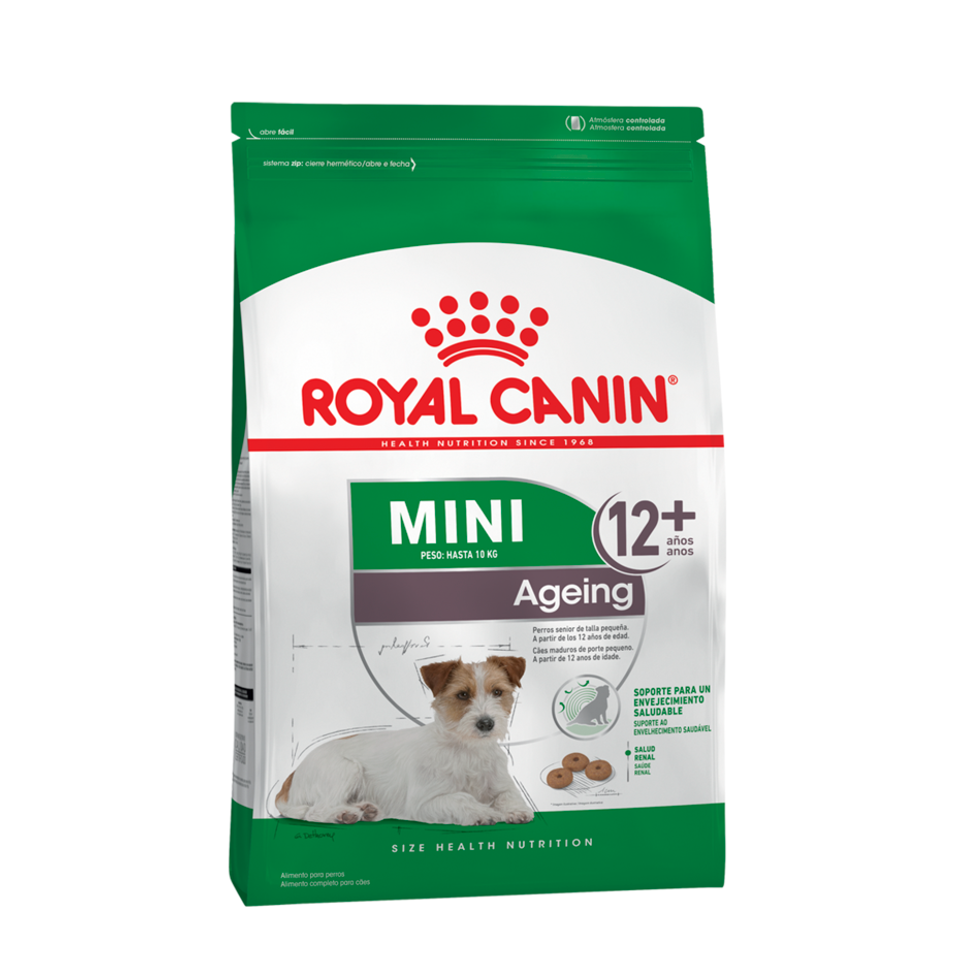 Envase de alimento Royal Canin Mini Ageing 12+ para perros