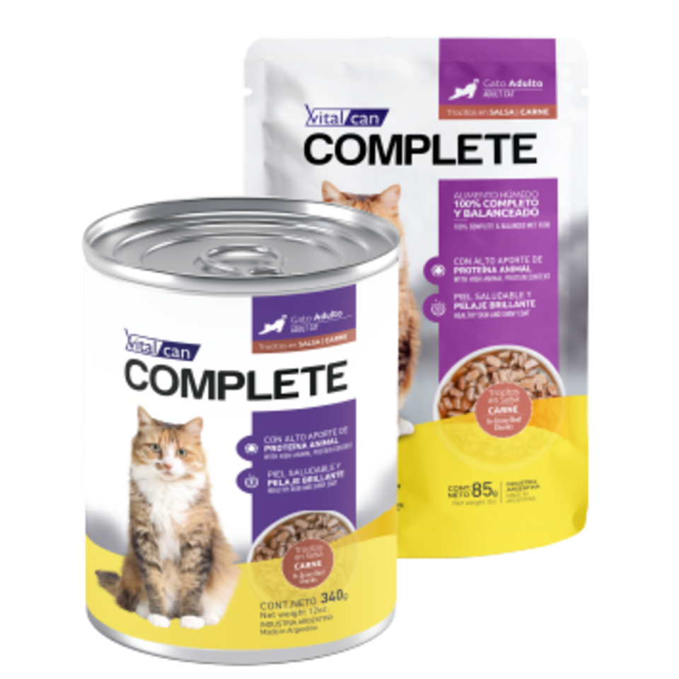 Vital Can Complete - Gatos Adultos - Húmedo - Trocitos en Salsa - Carne