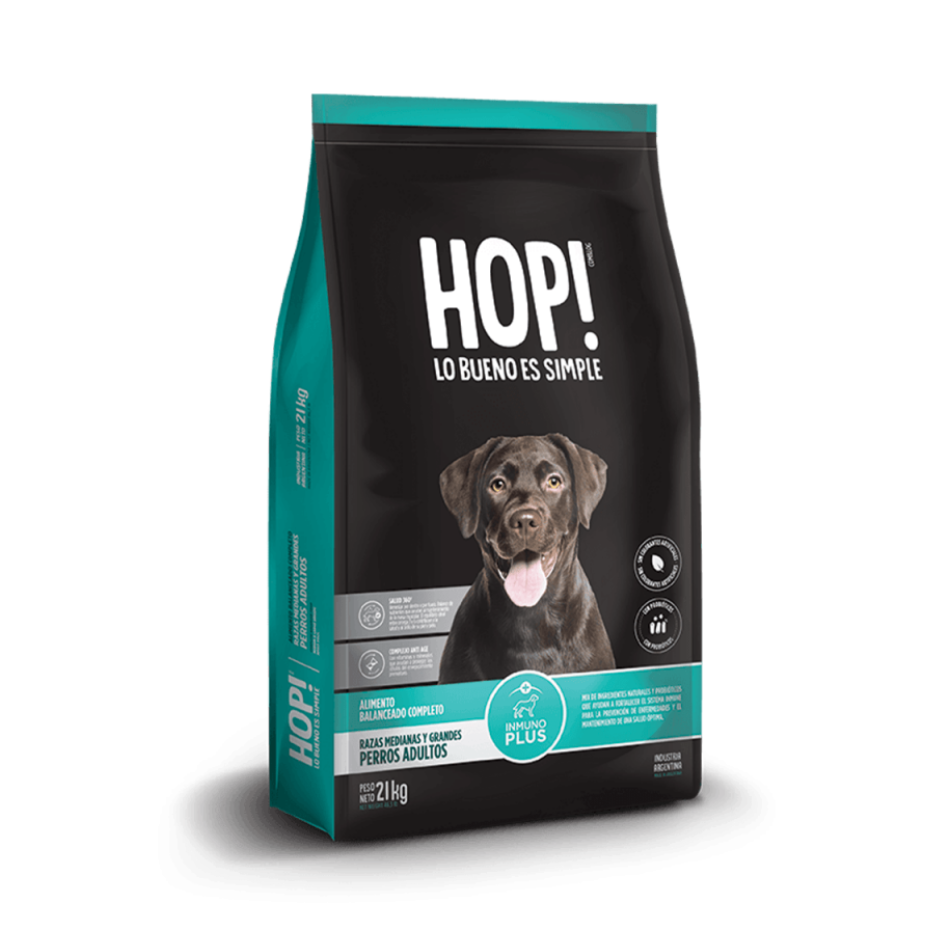 Hop! - Perros Adultos - Seco - Razas Medianas y Grandes — envase del alimento