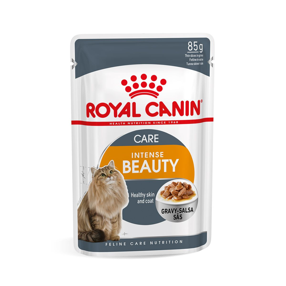 Envase de alimento Royal Canin Intense Beauty para gatos