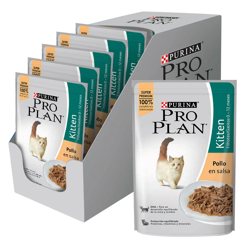 Envase de alimento Pro Plan Gatitos húmedo pollo en salsa para gatos
