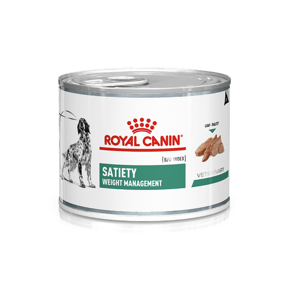 Envase de alimento Royal Canin Satiety Weight Management para perros