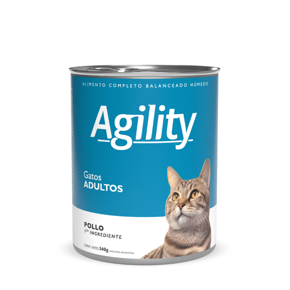 Lata Agility para gatos adultos con pollo, de 340 g