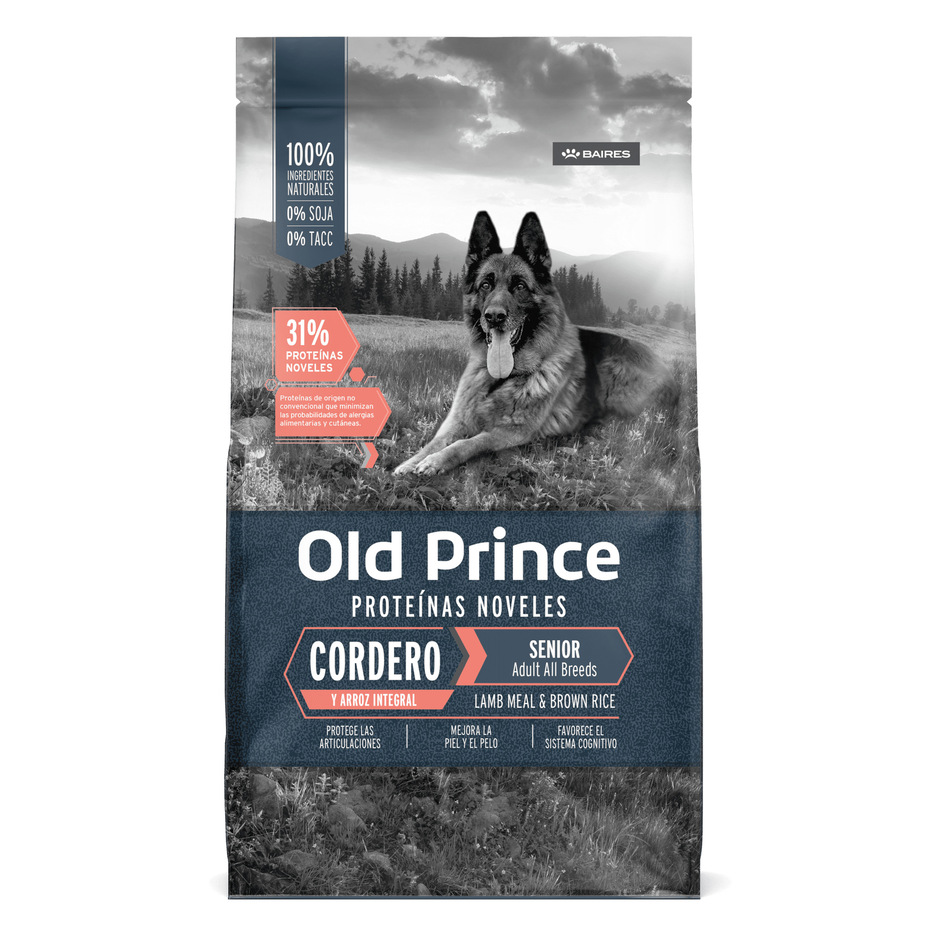 Envase de alimento Old Prince Adultos Todas las Razas Senior Cordero y Arroz Integral para perros