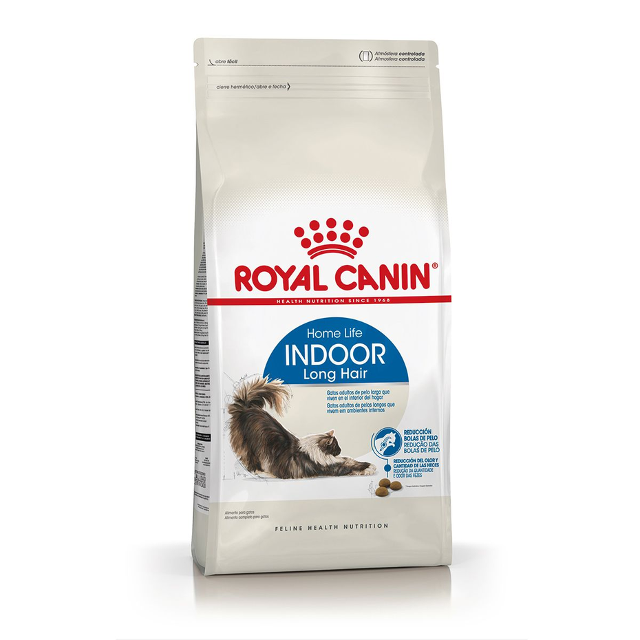Envase de alimento Royal Canin Indoor Long Hair para gatos