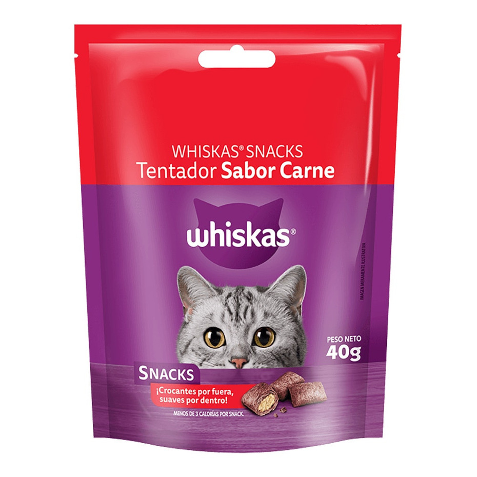 Envase de alimento Whiskas Snacks Tentador Carne para gatos