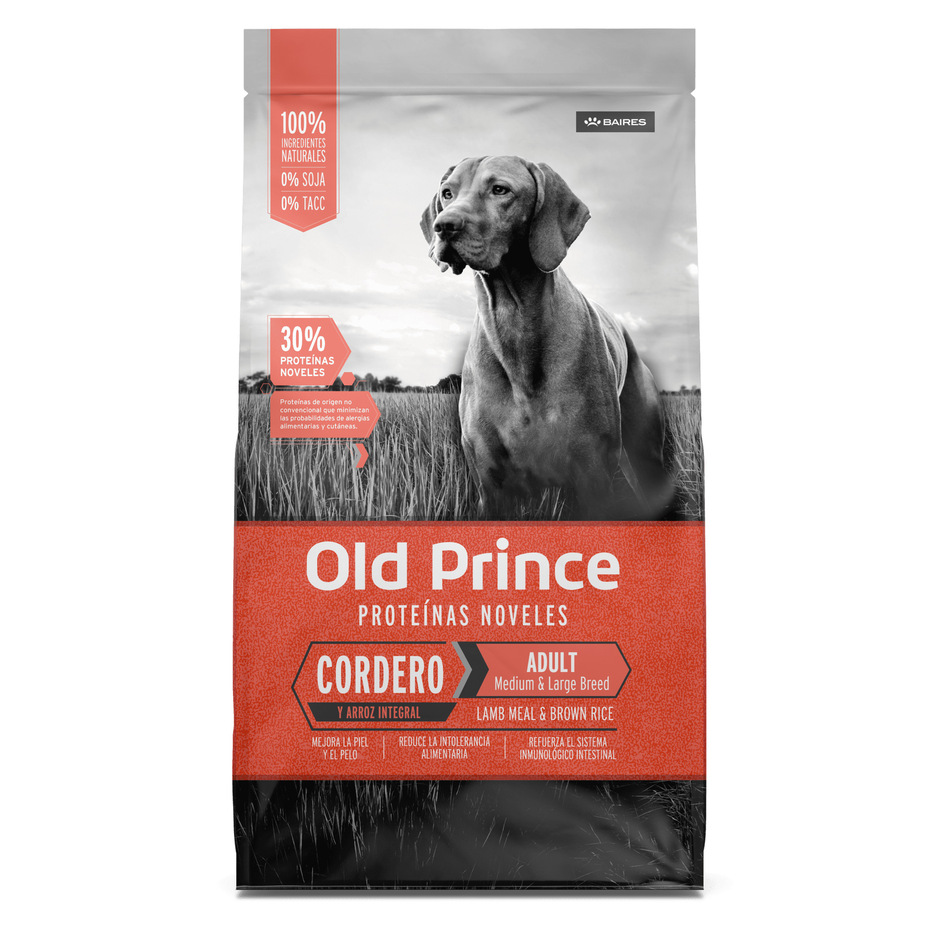 Envase de alimento Old Prince Adultos Medianos y Grandes Cordero y Arroz Integral para perros