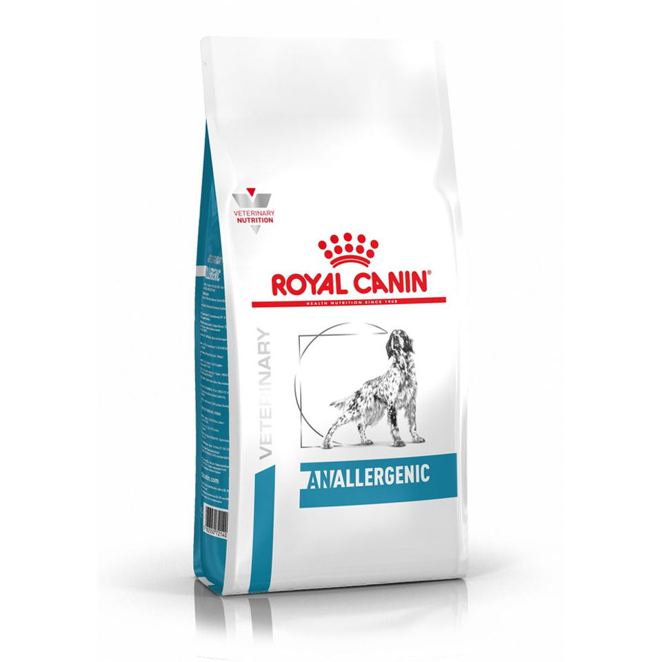 Envase de alimento Royal Canin Anallergenic Canine para perros
