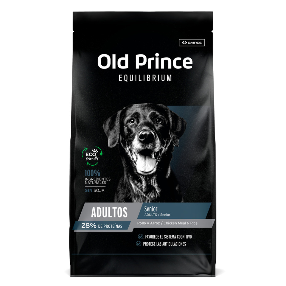 Envase de alimento Old Prince Adultos Senior Pollo y Arroz para perros