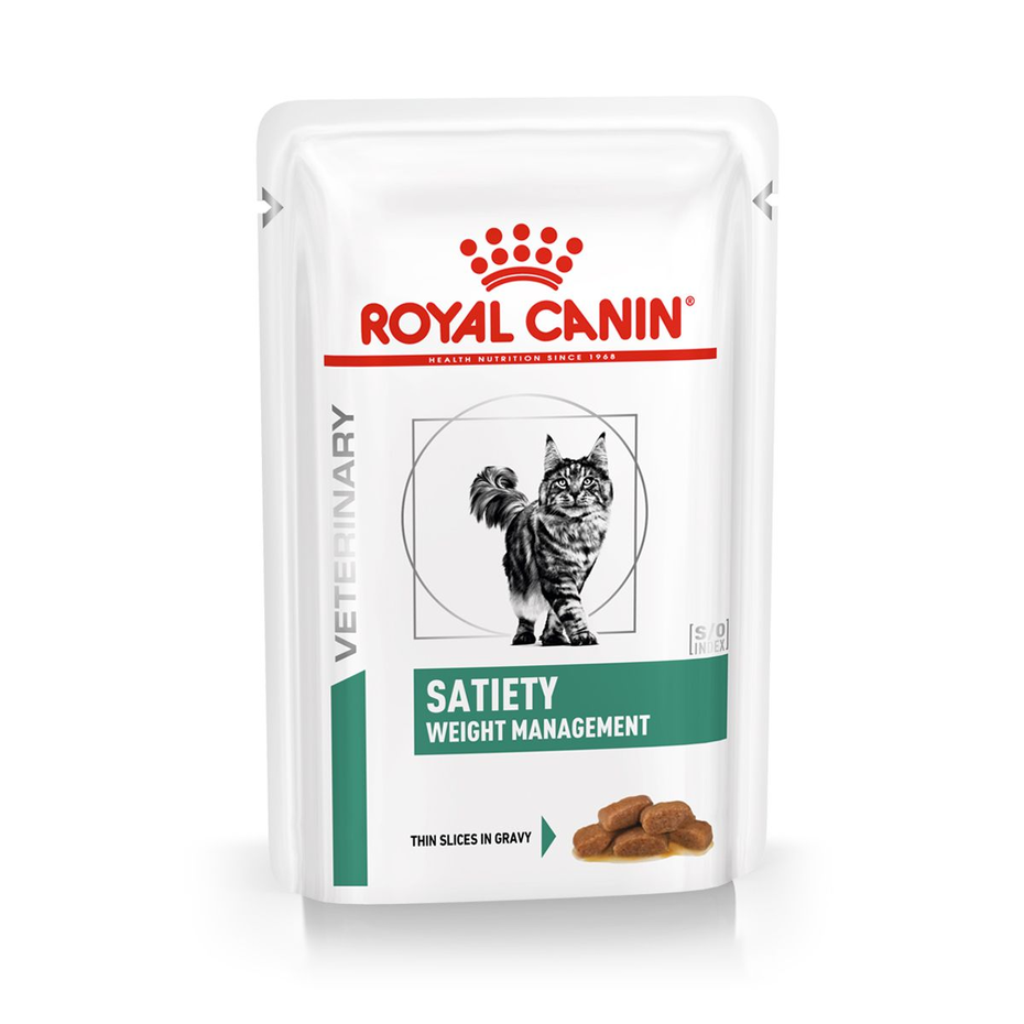 Envase de alimento Royal Canin Satiety Weight Management para gatos