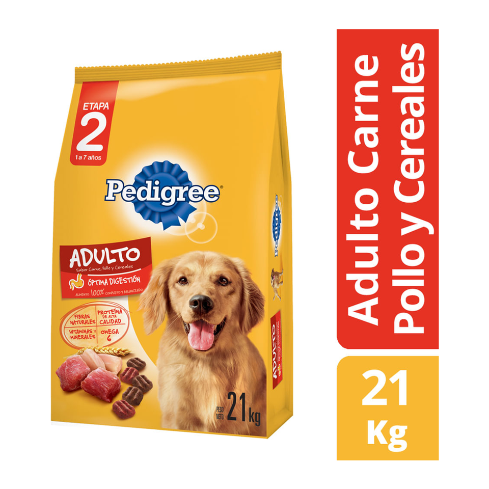 Envase de alimento Pedigree Croquetas Adulto Carne, Pollo y Cereales para perros