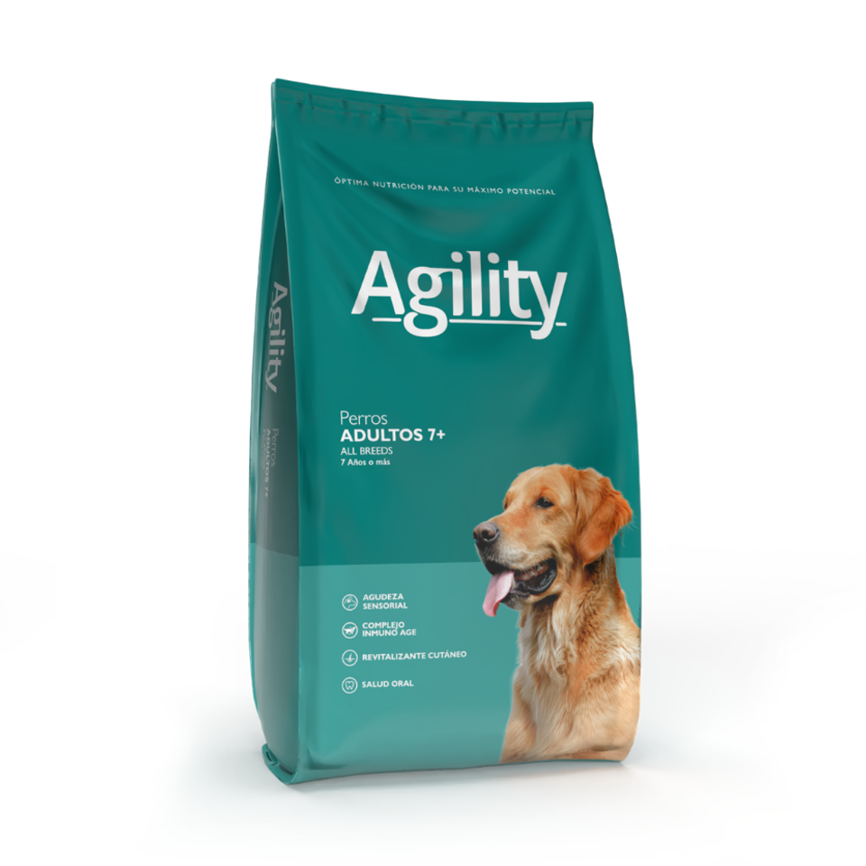 Bolsa de alimento seco Agility para perros adultos de 7 años o más, de todas las razas