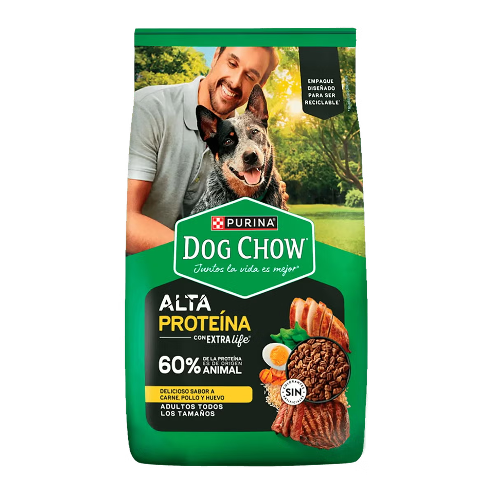 Envase de alimento Dog Chow Alta Proteína Carne, Pollo y Huevo para perros