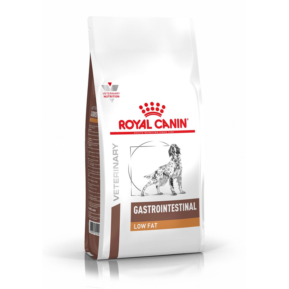 Envase de alimento Royal Canin Gastrointestinal Low Fat para perros