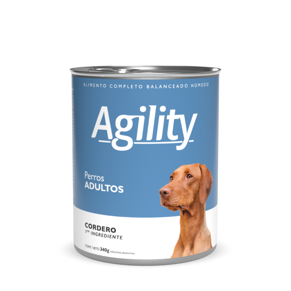 Lata Agility para perros adultos con carne de cordero, de 340 g