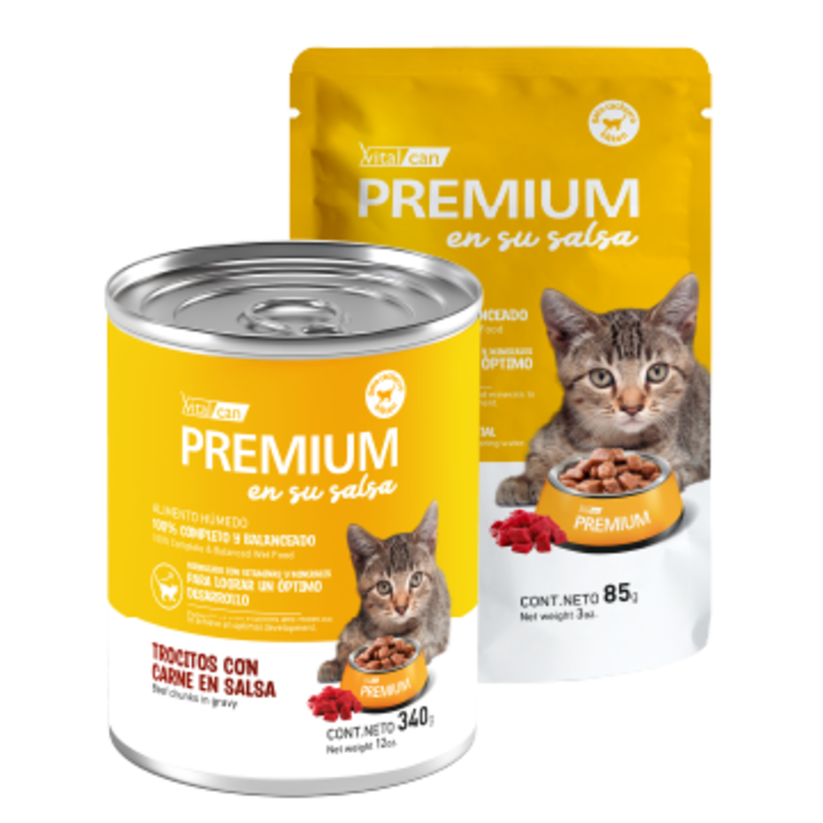 Vital Can Premium - Gatitos - Húmedo - Trocitos en Salsa - Carne