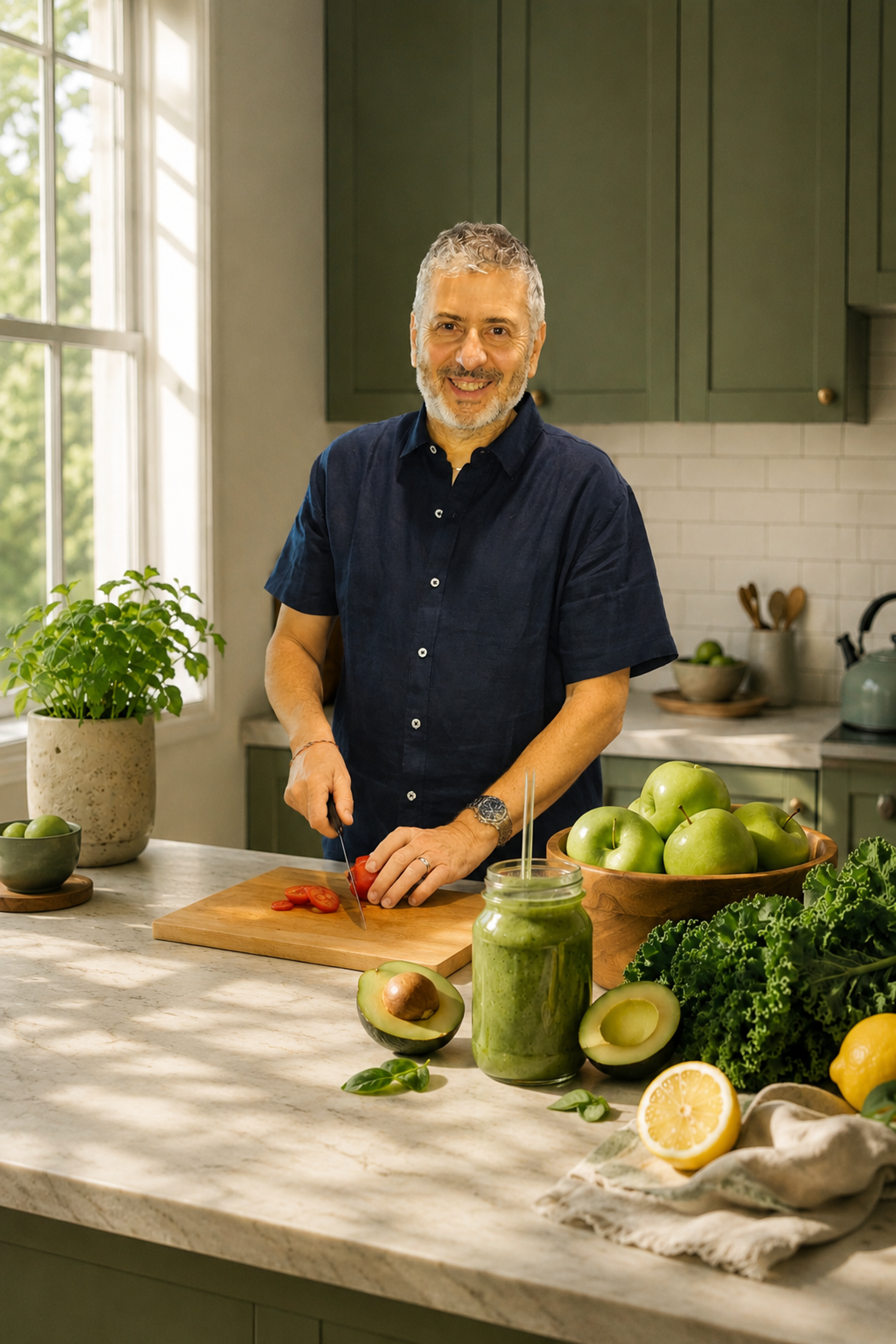 Steve Mandel preparing food in a kitchen