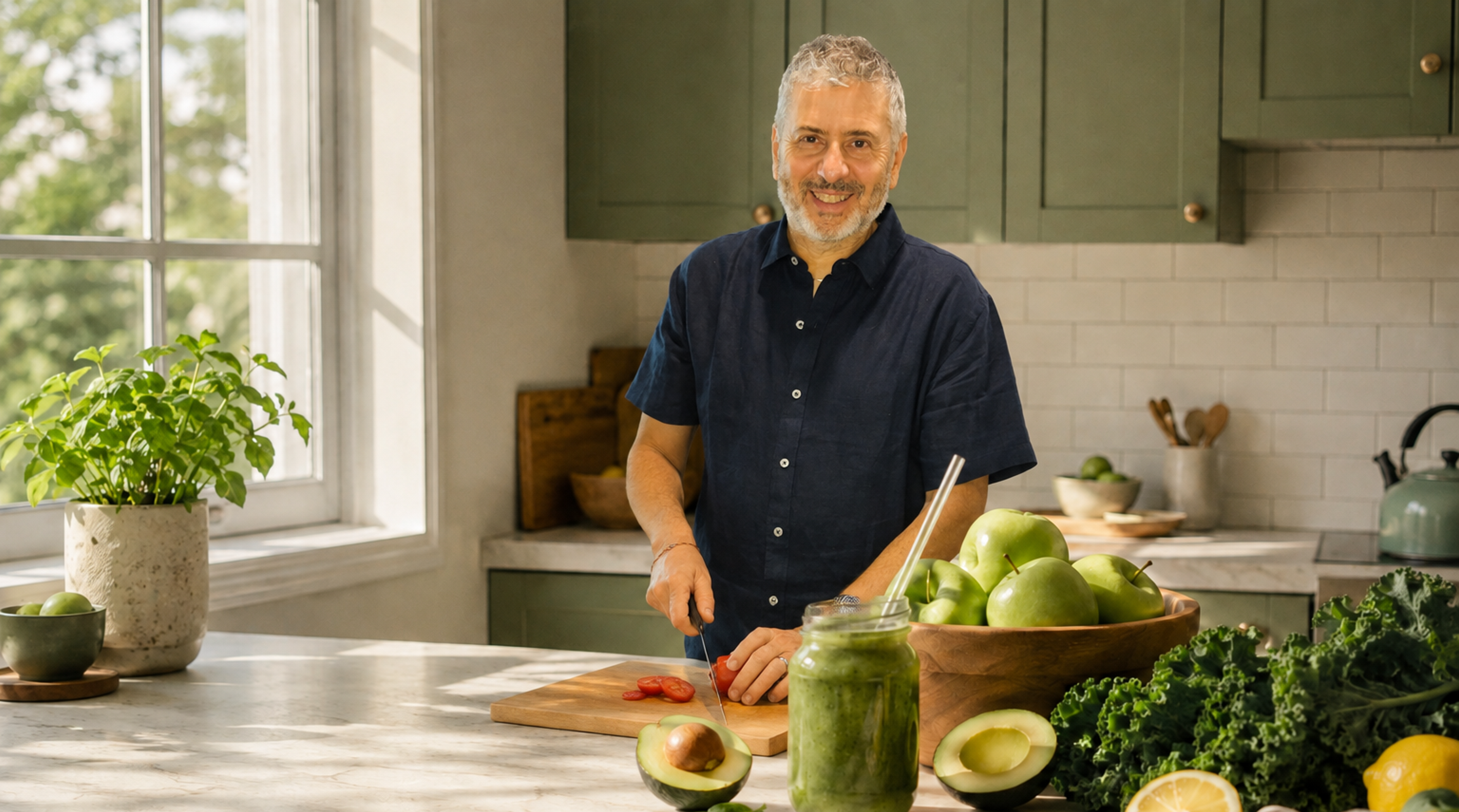 Steve Mandel preparing food in a kitchen