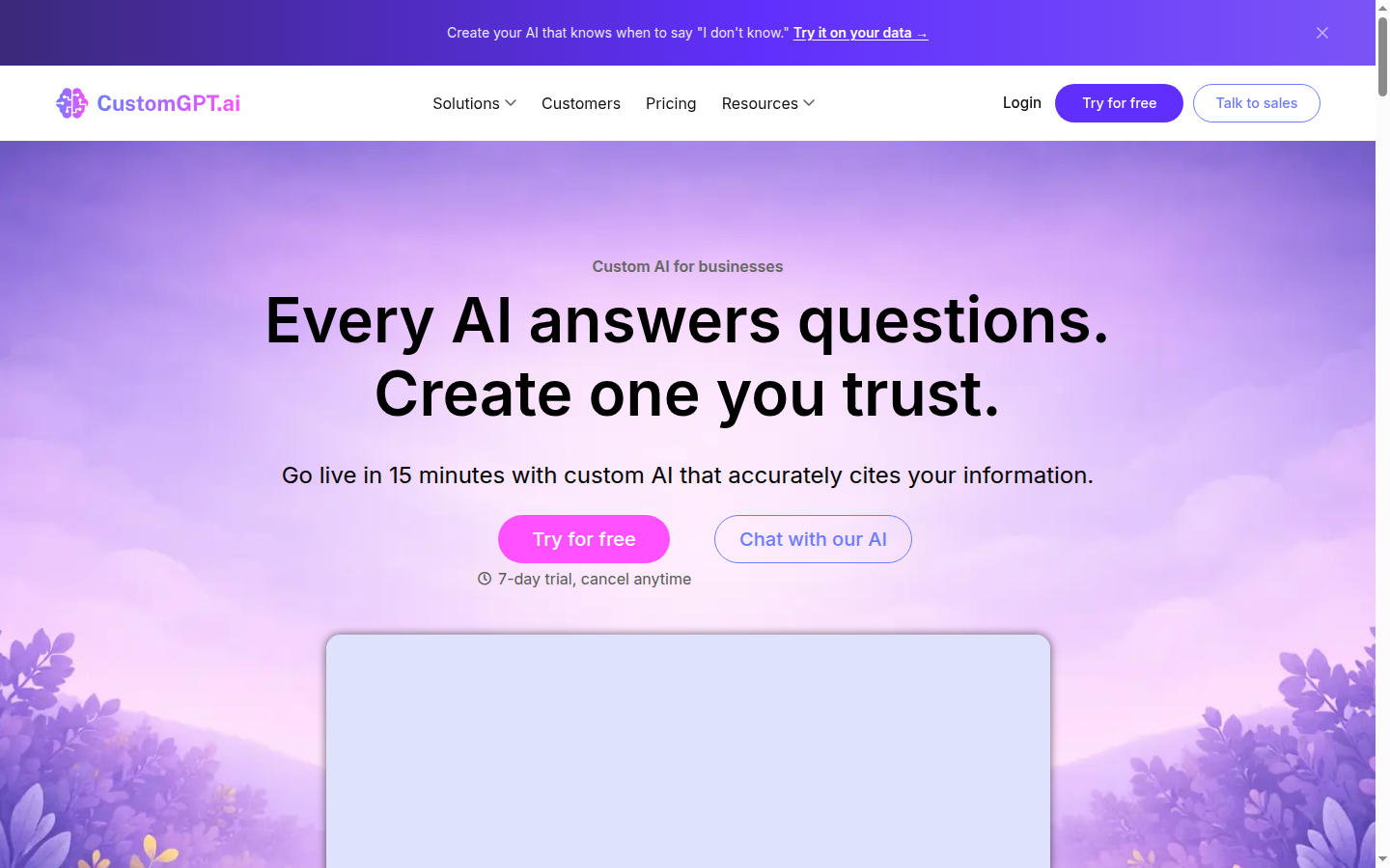 CustomGPT.ai homepage screenshot
