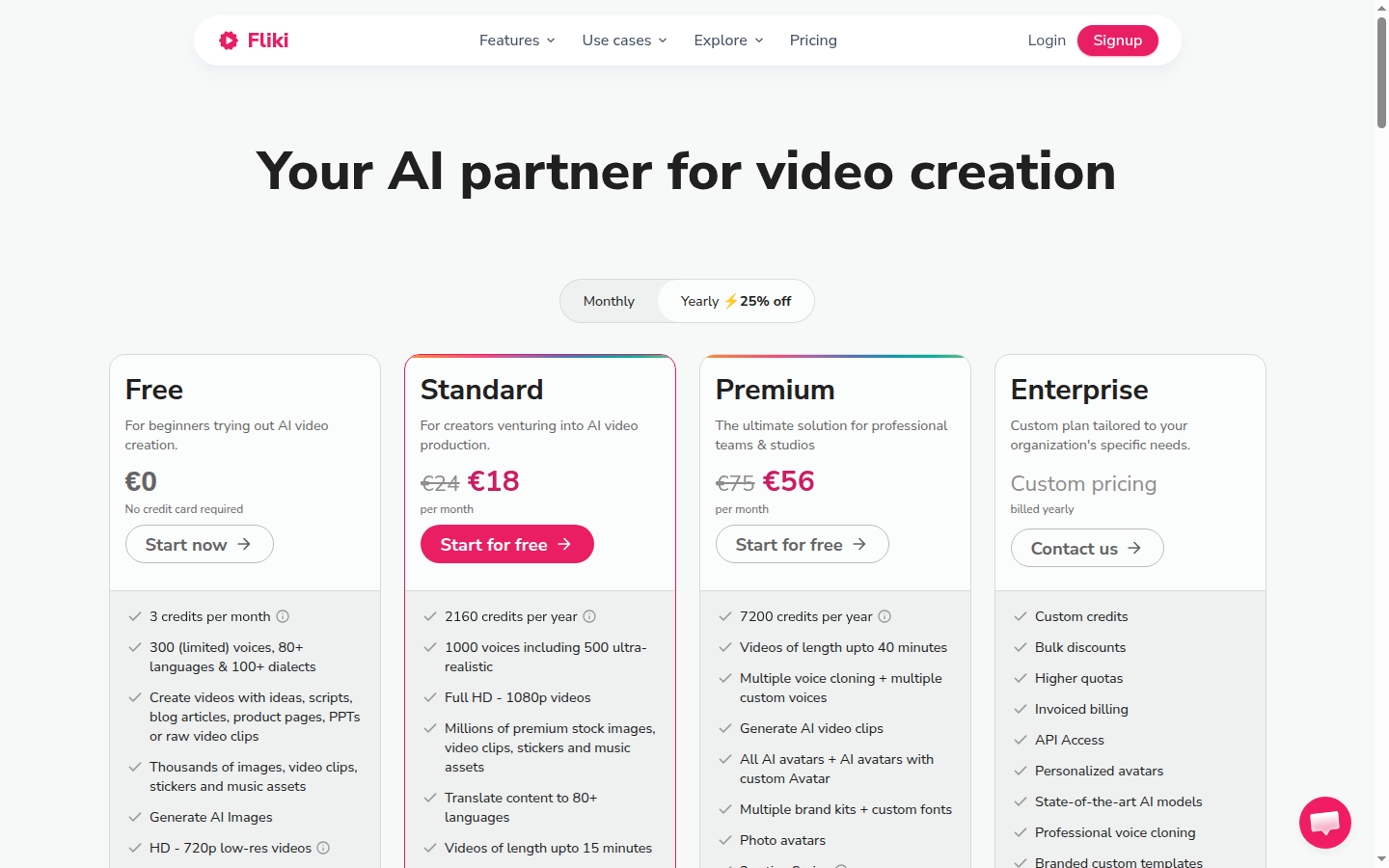 Fliki homepage screenshot