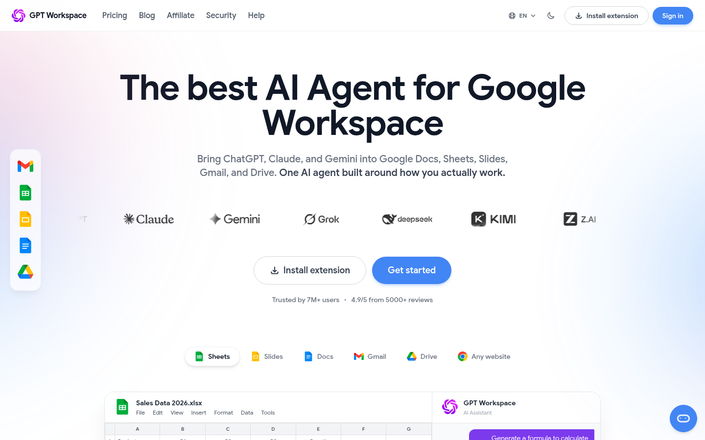 GPT Workspace homepage screenshot