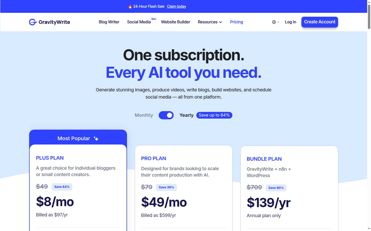 GravityWrite homepage screenshot