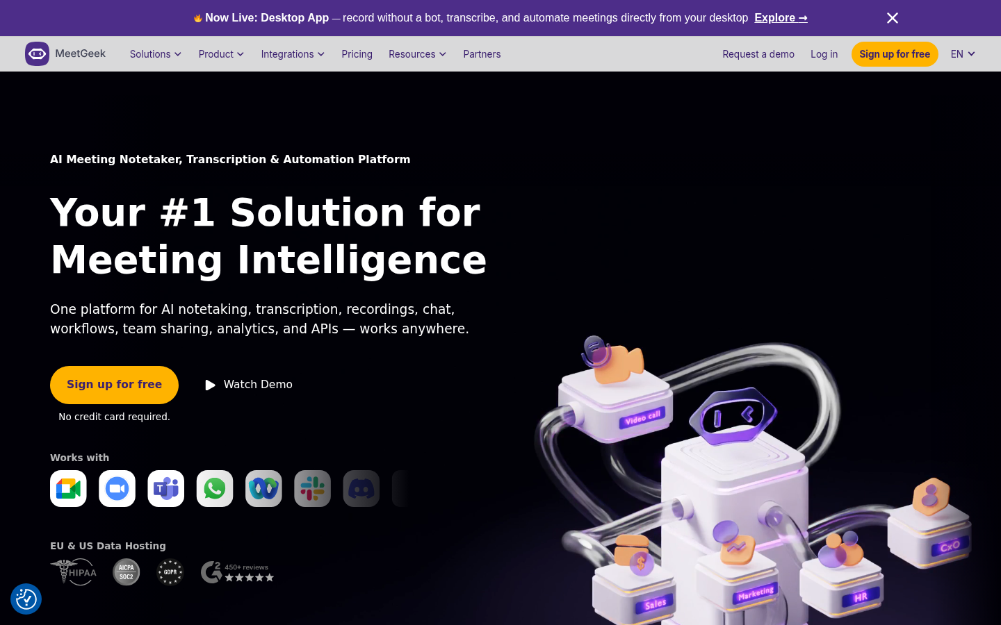 MeetGeek homepage screenshot