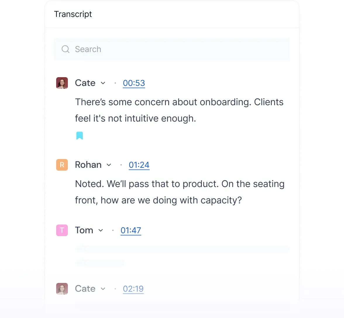 Fireflies.ai transcript with speaker identification